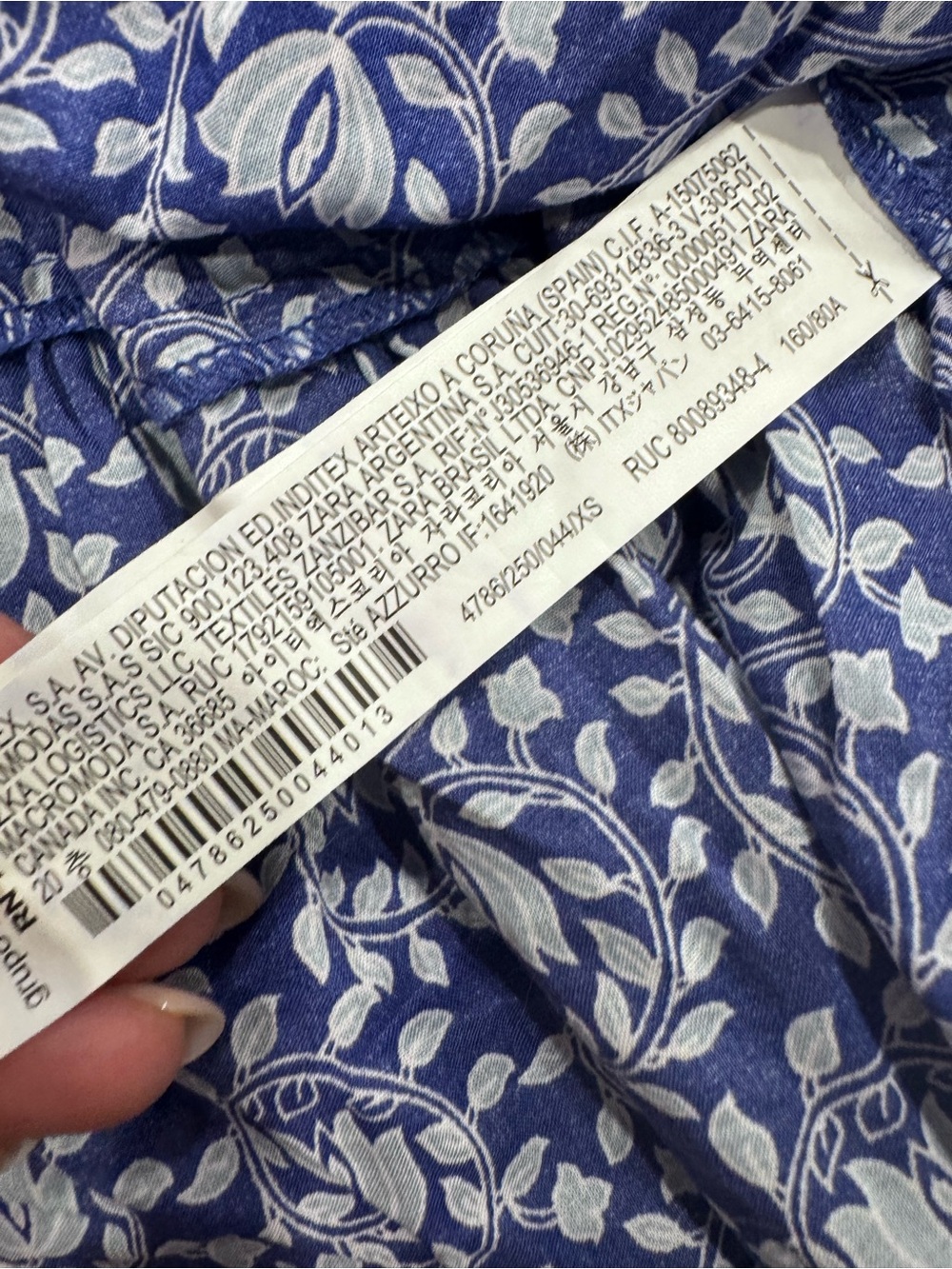 Zara Blue and White Smocked Floral Blouse - Picture 5 of 7